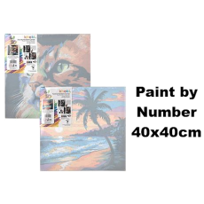Canvas, Paint by Number, 40 x 40cm - Assorted